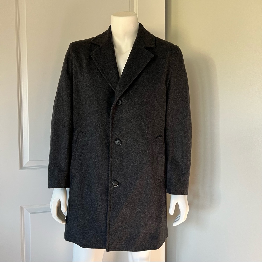 London Fog Wool Coat Dark Gray Mens Large